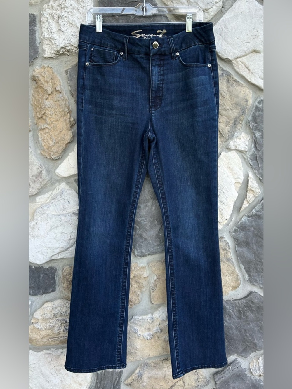 Seven Jeans Tummyless High Rise Bootcut Size 12 Dark Wash 32" Inseam High Rise